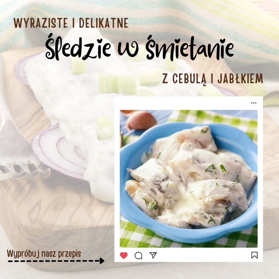 Śledzie w śmietanie z cebulą i jabłkiem